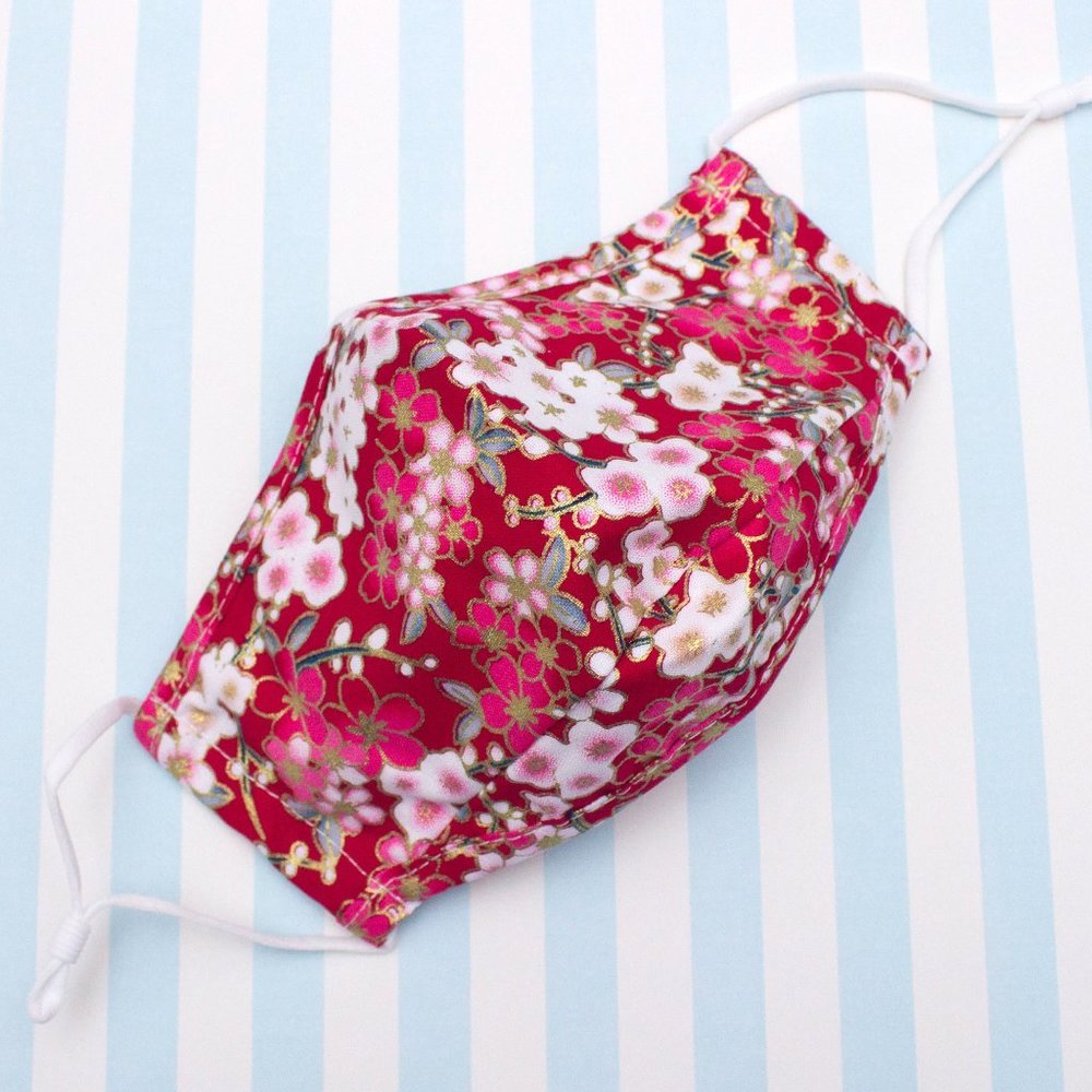 Sakura Floral Gold Foil Face Mask